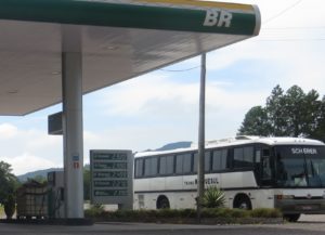 Brazilská pumpa: G = Gasolina, E = Etanol, D = Diesel